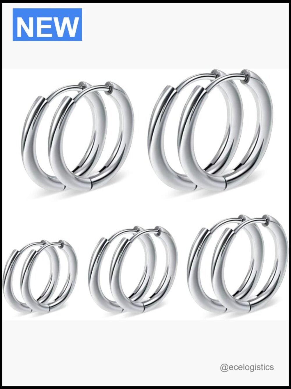 Surgical Stainless Steel Hoop Earrings Set Hypoallergenic Lightweight Cartilage